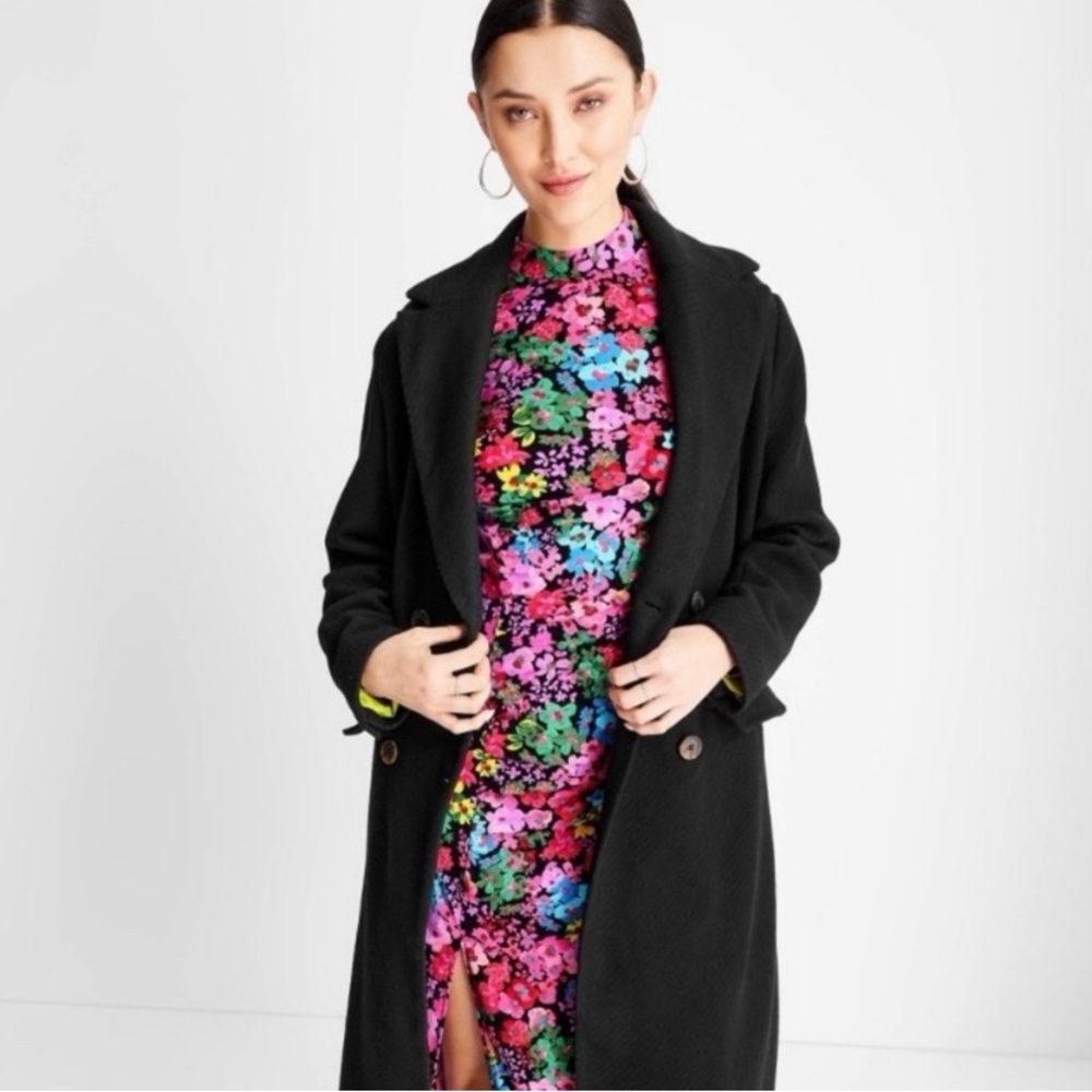 Future Collective long sleeve mock neck floral dress with slit. Size small NWT